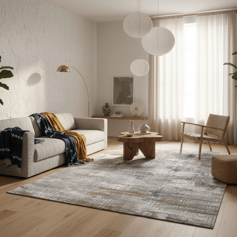 定番北欧風3Dデザインのウィルトン織カーペット（Weston Waterway）