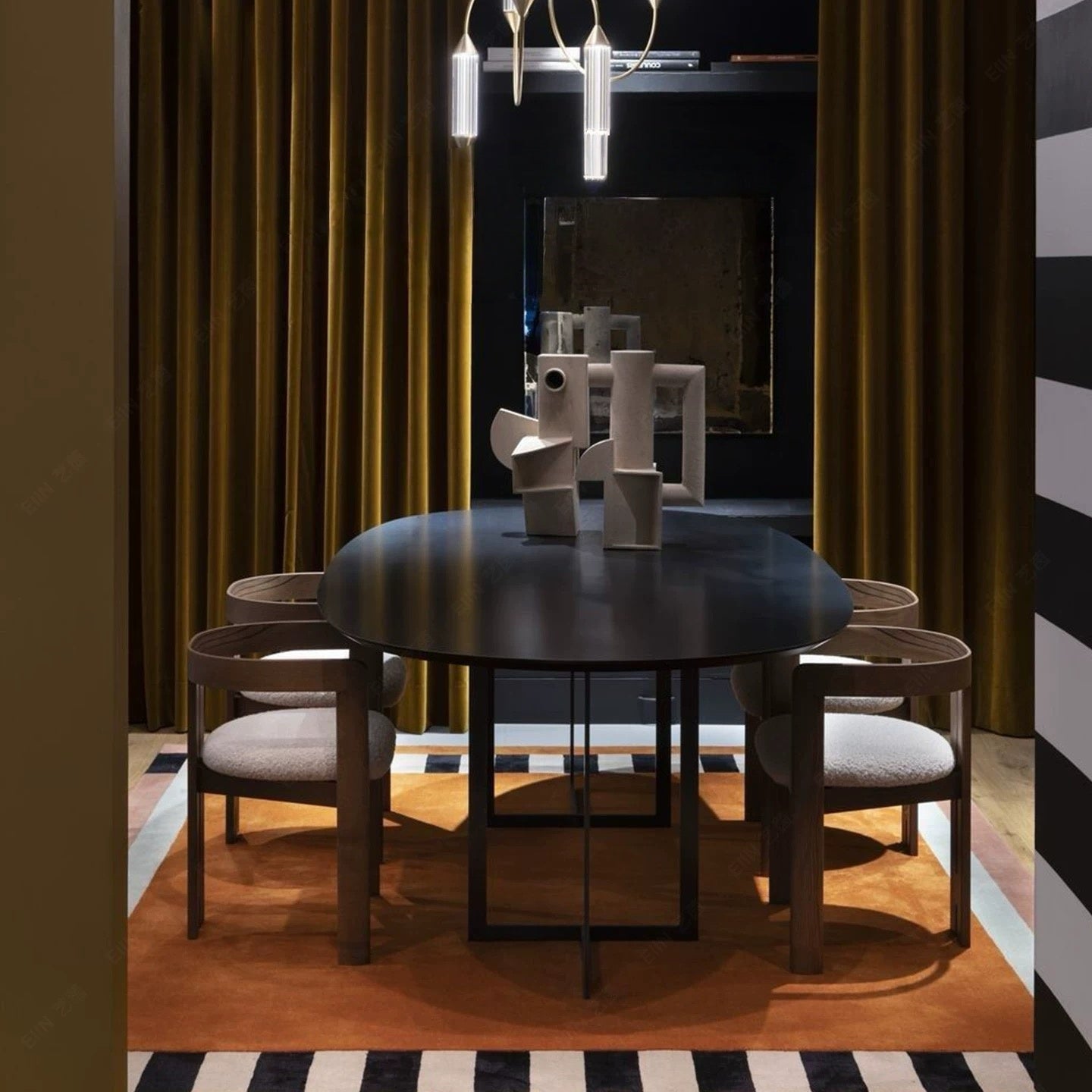 高級手作りタフティングガン刺しカーペット（Frame Stripe）