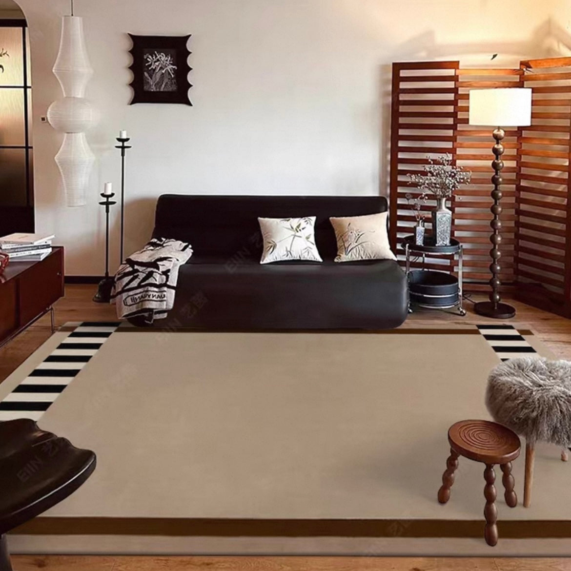 高級手作りタフティングガン刺しカーペット（Frame Stripe）