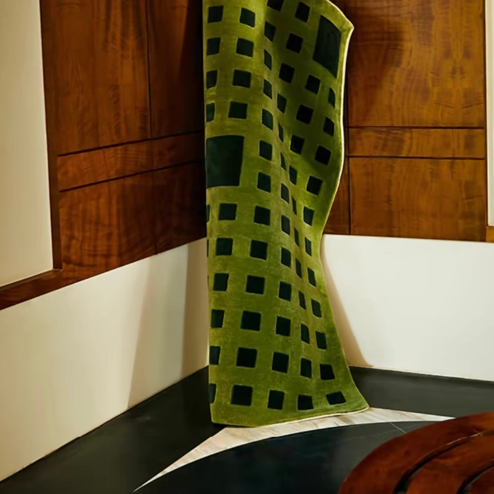 高級手作りタフティングガン刺しカーペット（Green Square）