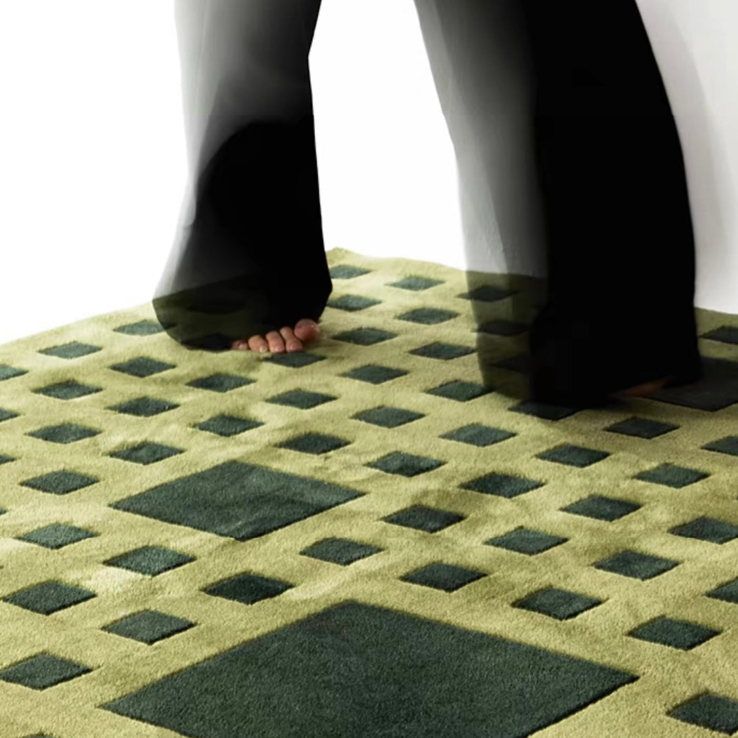 高級手作りタフティングガン刺しカーペット（Green Square）