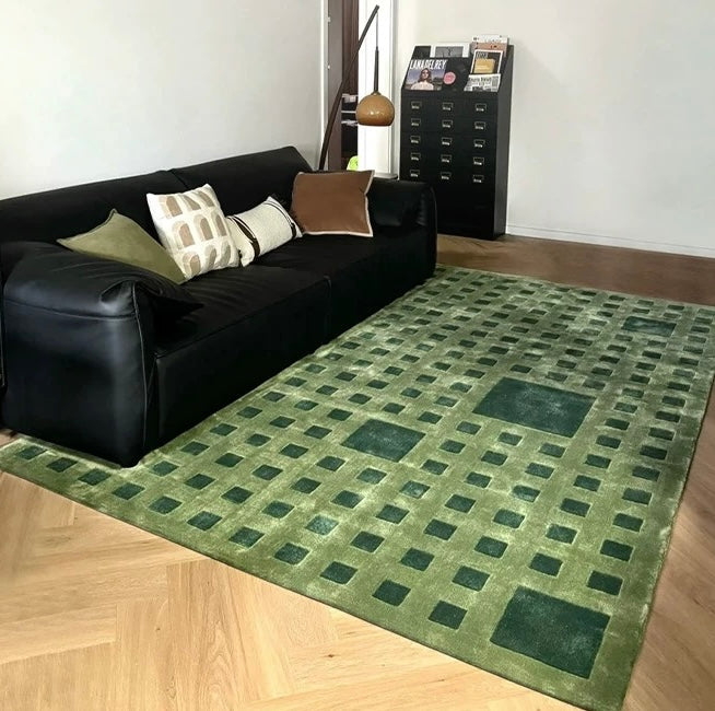 高級手作りタフティングガン刺しカーペット（Green Square）