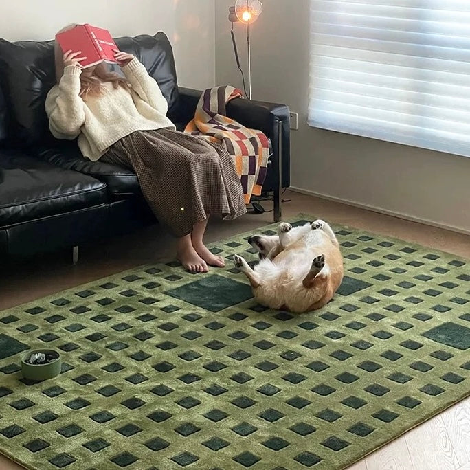 高級手作りタフティングガン刺しカーペット（Green Square）