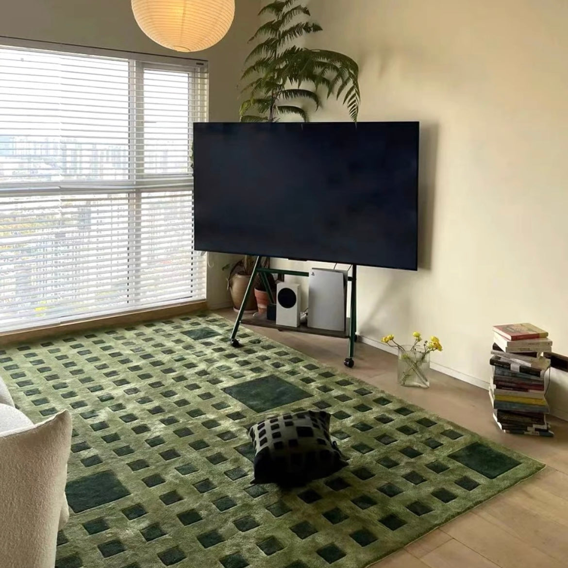 高級手作りタフティングガン刺しカーペット（Green Square）