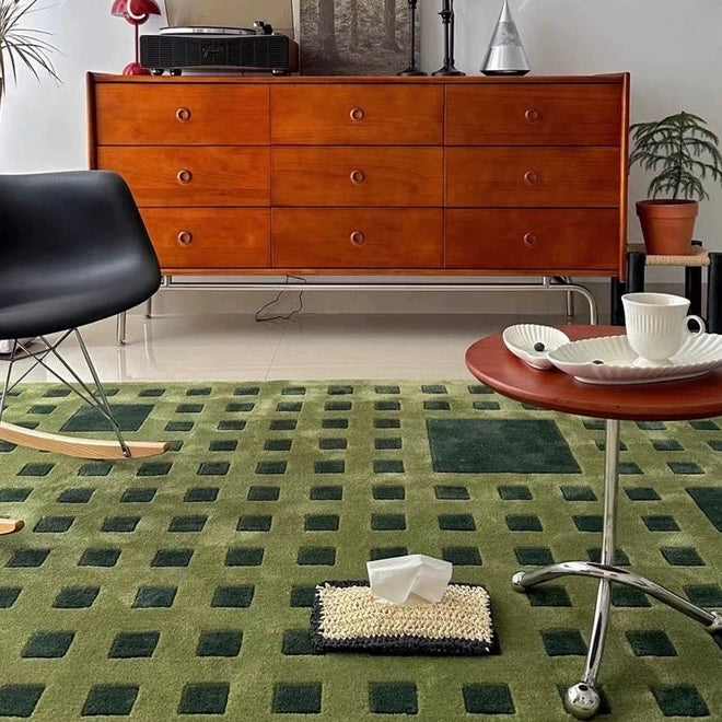 高級手作りタフティングガン刺しカーペット（Green Square）