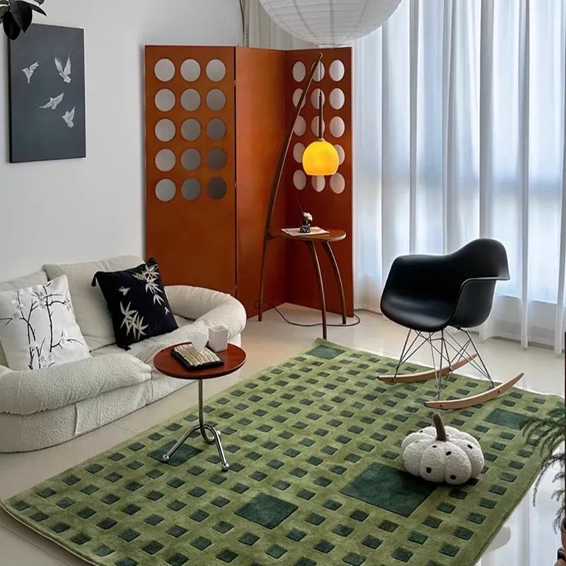 高級手作りタフティングガン刺しカーペット（Green Square）