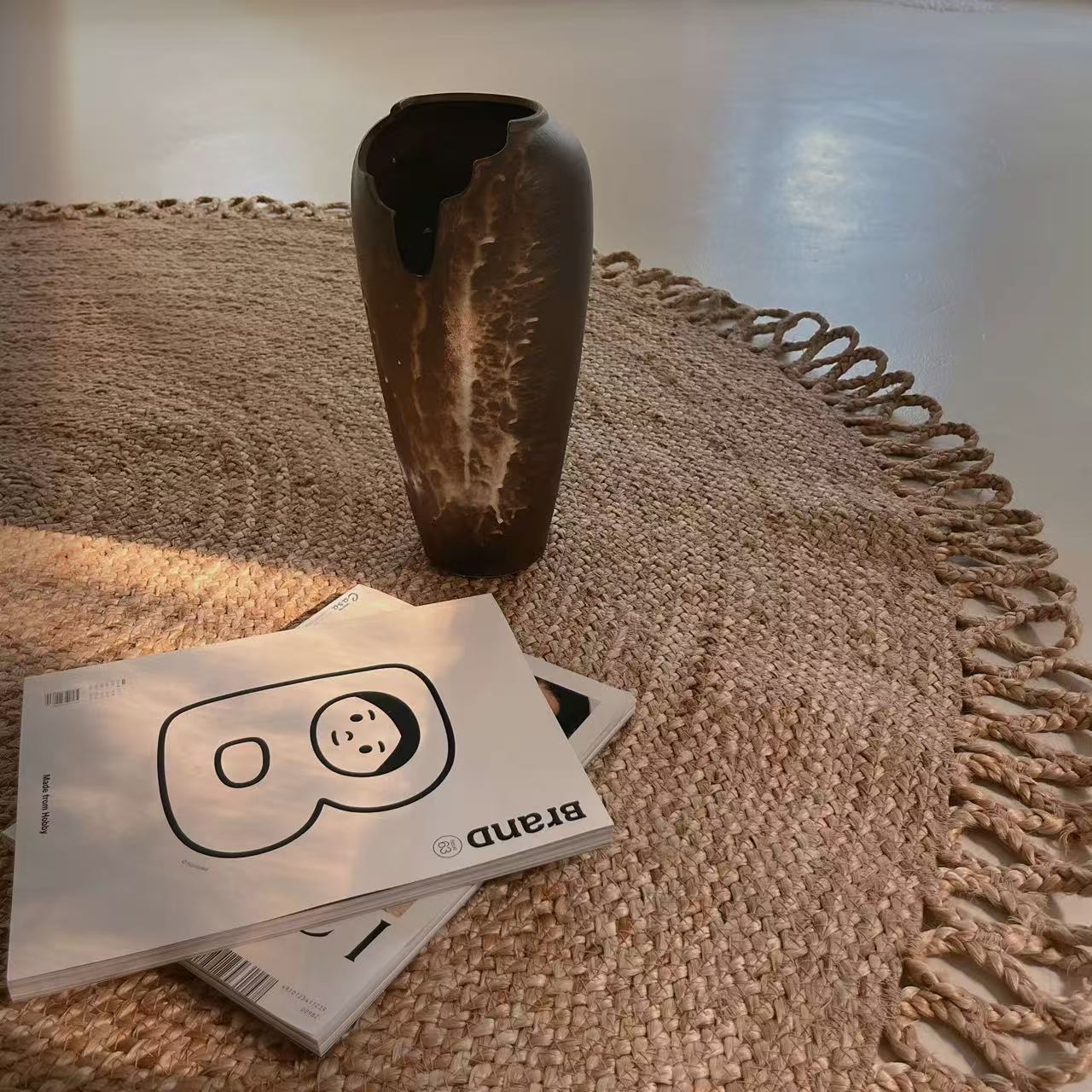 夏季に適した天然ジュート製カーペット（Sunflower）