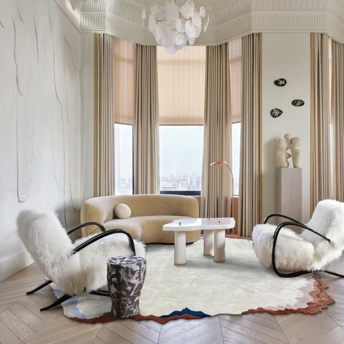 高級手作りタフティングガン刺しカーペット（ebb tide）